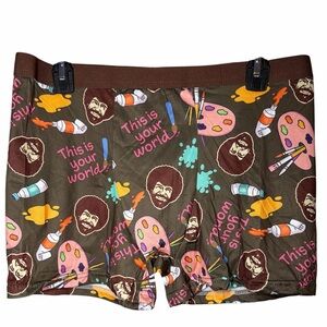 NWOT Bob Ross Novelty Graphic Paint “This is Your World” Brown Boxer Brief Large
